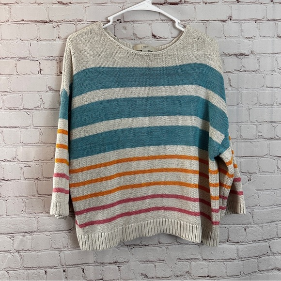 LOFT Sweaters - LOFT Striped Colorful Sweater Size M